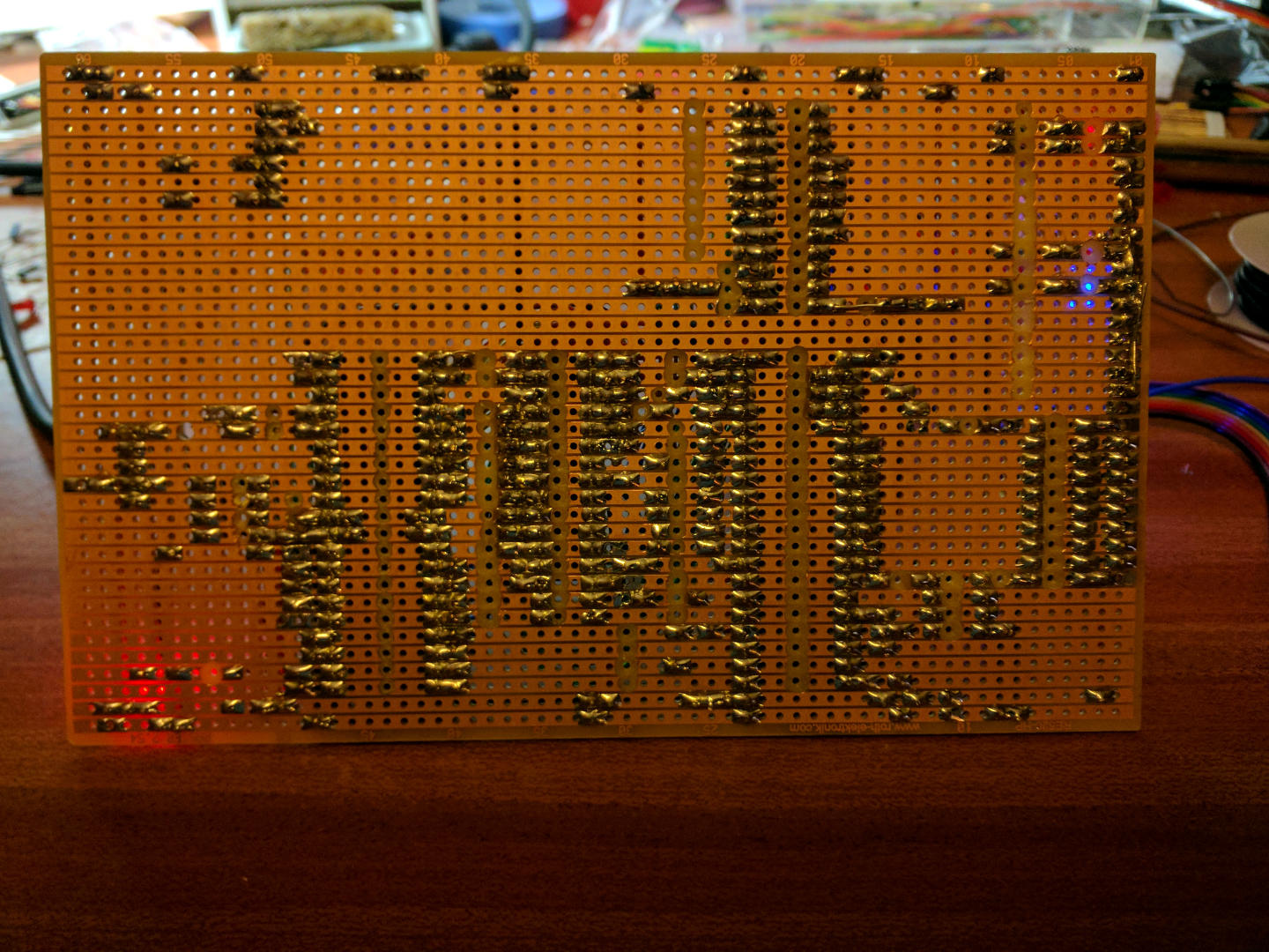 The reverse of the Ruby 6502 stripboard